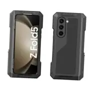 for Samsung Galaxy Z Fold 5 Case, Built-in Screen Protector, Metal Bumper Black