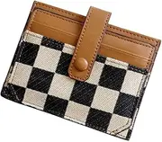 [Generic] Compact Wallet for Woman | Leather Bifold Credit Card Slots Purse | Small Pocket Wallet Card Case Purse | Plaid Pattern Wallet (Khaki, One Size)