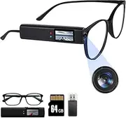 SHPTDJTIC 2.7K Ultra-Light Head Mounted Camera Glasses, 21g Glasses with Camera, Compatible Action Cam with Hands-Free POV for Travelers/Business (Black64G)