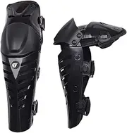 Baselay 1 Pair of Motorcycle Knee Shin Guard Pads Three Sections Breathable Adjustable Knee Cap Pads Protector Gear Armor for Adults Motorcycle Cycling Racing (Black)