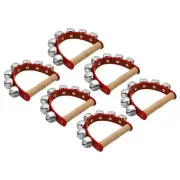 6pcs Jingle Bells, Hand Bell Handheld Wrist Bells Wooden with 7 Bells