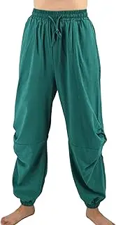 [Maiyifu-GJ] Men's Linen Cotton Harem Pants Lightweight Loose Fit Yoga Beach Trousers Drawstring Elastic Waist Jogger Pant