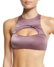 Luxe by Lisa Vogel Women's Metallic Purple Keyhole Crossback Bikini Top Sz XS
