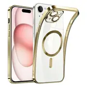 For Apple iPhone 15 Plus MagSafe Magnetic Case with HaloLock Shockproof Military Grade Protection Scratch Resistant Back Protective Cover (Gold)