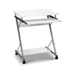 Artiss White Office Computer Desk Study Metal Student Table Pull-Out Tray Mobile