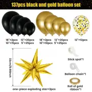 137Pcs Balloons Arch Garland Kit Reusable Black Gold Balloons Set DIY GrrMg