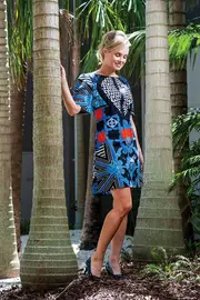 Bell Sleeve Mix Print Tunic--ORI-9298