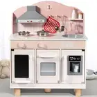 Wooden Kids Kitchen Playset for Toddlers Ages 3-8, with Induction Hob, Oven, ...