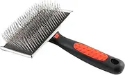 Paw Brothers Extra Long Pin Flat Slicker Brush for Dogs, Professional Grade, Removes Loose Fur and Tangles, Ergonomic Handle, Large