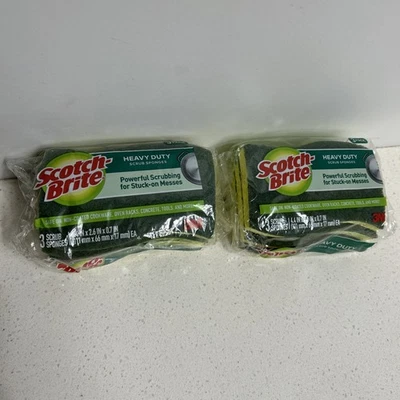 Scotch-Brite Heavy Duty Scrub Sponges, 3 Scrubbing Sponges 2 Pack NEW
