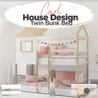 Sturdy Pine Wood Twin Over Bunk Bed Sliding Loft Bed House Design for Kids