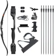 TOPARCHERY Archery 56" Takedown Hunting Recurve Bow and Arrow Set Metal Riser...