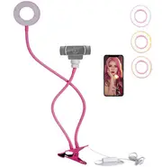 BOOC Selfie Ring Light with Flexible Mobile Phone Holder Bracket Lazy Desk (Desk-CLIP-WH)