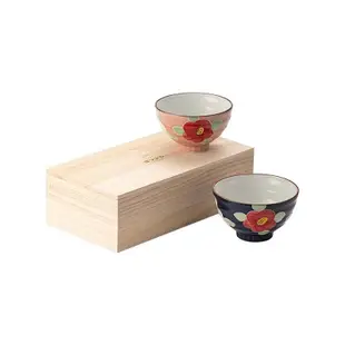 椒房 日本進口有田燒粉黛椿花夫妻對碗日式家用陶瓷情侶飯碗套裝伴手禮 gy