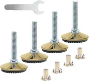 HARSKIYER 4pcs Furniture Levelers, M10 Leveling Feet Adjustable Leveling Feet Stable Furniture Levelers Heavy Duty Furniture Levelers for Tables, Sofa, Cabinets, Workbench (Gold)