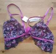 Cosabella Triangle Bralette Large Paradiso Himalayan Sky Black Floral Lace NWT
