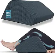Patented Leg Elevation Pillow Foam Wedge 11" - Ergonomic Lower Back Pain Relief - Knee Bed Pillow for Leg Pain - Post Workout Recovery, Firm Support, Height Range 5'8"-6'4" (Large 11") Grey