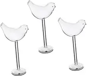 CATIEBYE 3Pcs Bird Shaped Cocktail Goblets Transparent Wine Glasses for Home Bar Parties Unique Decorative Drinkware Stable Non Slip Design for Whiskey Wine and Beverages