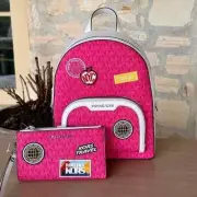 Michael Kors Jaycee MD Zip Pocket Backpack+LG Double Zip Wallet Dragon Fruit NWT