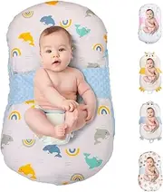 Baby Lounger for Newborns and Infants, Portable Co-Sleeping Bed with Pillow & Foot Rest - 100% Cotton, Snug, Travel-Friendly, Breathable Fabric, Ideal for Cribs & Floor - Sprinta (Poly Snuggle)