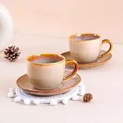 STOREPEDIA Fine Bone China Mugs, Cup and Saucer for Tea, 150 ml Set of 2 Coffee Chai Teacup Set, Cup & Saucer Sets for Home, Office, Gift, Hotel Use (2 Cups and 2 Saucer), Glossy Finish