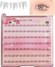 Lower Eyelashes Self-Adhesive 5-6 mm 84 Pieces DIY Individual Eyelash Clusters No Glue Short Lower Eyelash Extension Kit Pre-Glued Underlash False Eyelashes Clear Tape