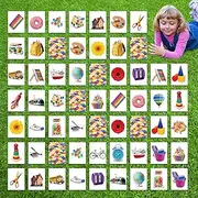 WinnerWhy 60 Pieces Jumbo Memory Matching Game 30 Pairs Colorful Flower Truck Donuts Photograph Outdoor Games for Outdoor Indoor Activities Holiday Party Supplies