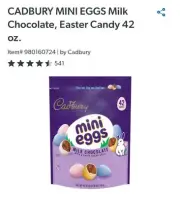 Cadbury 980160724 Mini Egg Milk Chocolate Candy - 42oz