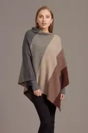 McDonald Possum Merino Ombre Womens Poncho-Bronze/Mocha/Pewter