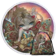Clockwork Valentine Masquerade Cute Fairy Girl Round Beach Towel