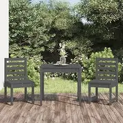3 Piece Garden Bistro Set Grey Solid Wood Pine, Furniture Sets, Patio Furniture