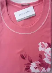 SCHIESSER Damen Nachthemd Sleepshirt Kurzarm Blume 100% Baumwolle Gr. 38 M