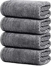 Tens Towels Large Bath Towels, 100% Cotton, 30 x 60 Inches Extra Large Bath Towels, Lighter Weight, Quicker to Dry, Super Absorbent, Perfect Bathroom Towels (Pack of 4, Dark Grey)