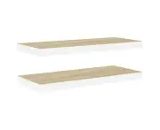 vidaXL Floating Wall Shelves 2 pcs Oak and White 80x23.5x3.8 cm MDF