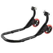 Front Motorbike paddock Stand Adjustable rubber weels Black universal bike
