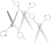 3pcs Barber Scissors Scissors Hair Cutting Shears Hair Cut Scissor Thinning Shears Silver Stainless Steel