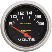 Autometer Pro-Comp 2-5/8in Voltmeter Gauge 8-18V Short Sweep Electric AU5492