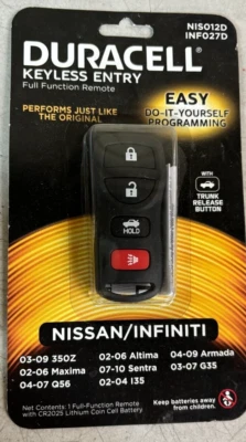 Duracell NIS012D / INF027D Replacement Keyless Entry Remote for Nissan/Infiniti