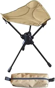 QSTDGVPW Folding Camping Stool,Portable Seat,Sturdy,Lightweight 360° Rotation Tripod Chair Folding Tripod Stool for Traveling Beach