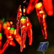 BeHiller Christmas Decorations Solar Garden Lights Outdoor, 23FT 50LED Red Chili Pepper for Mexican Fiesta Decor,Waterproof Solar Christmas Lights for Tree/Lawn/Patio/Yard/Home/Party/Porch Decor