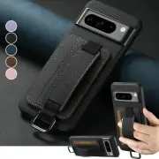 Leather Case With Card Holder For Google Pixel 9 Pro XL 8 7 Pro 8A 6 Strap Cover