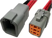 DTP04-2p Automobile High Current Spot 1 Plug 2/4/6-pin Harness Sealed Waterproof Connector 2-core Socket Wire Length 15cm(6p Strip line,1sets)