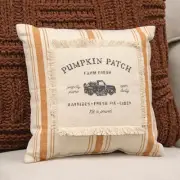 Pumpkin Patch Truck Orange Ticking Stripe 10" Accent Pillow