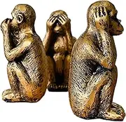 CDXHOME 3 Wise Monkeys Statue Set - Hear No Evil,See No Evil,Speak No Evil - Decorative Monkey Resin Figurines for Home and Office - Artistic Home Déco - Bronze Coating Option