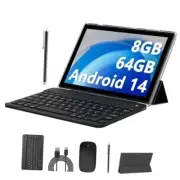 2024 Android 14 Tablets 10 Inch, 2 in 1 Tablet, Tablet with Keyboard Black.