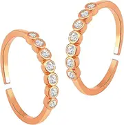 [Aheli] Cubic Zirconia Studded Rose Gold Plated Adjustable Toe Ring Fancy Bichiya Jewellery for Women Design 3, Brass, No Gemstone