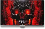 [LKHDS] Slim Aluminum Alloy Business Card Holder Black And Red Skull Pocket Business Card Case Portable Business Card Wallet Business Card Holders Handheld Card Box for Women Men, style, One size, Style