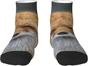 [EdWal] fox print Men's Moisture Control Crew Socks Socks For Men and Women Gifts For Golf, Hunting, Camping