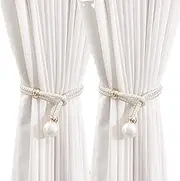 Curtains Clips,Tie Backs for Drapes Flexible Adjustment | Clips for Drapes, Ties with Simulated Pearl Elegance for Home & Balcony