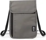 [MisFun] Neck Pouch, Travel Purse, Chest Pocket with RFID Protection, Passport Bag, Chest Pocket for Hanging, Neck Pouch, Unisex Travel Purse, for Travel documents and Smartphone, Gray